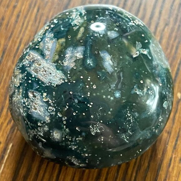 Ocean Jasper palm stone crystal white natural green spots dots stars - Picture 5 of 8